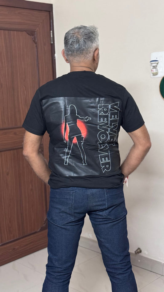 Short sleeve fit black Tshirt - VR backprint
